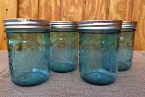 Blue Wide Mouth Pint Mason Jars