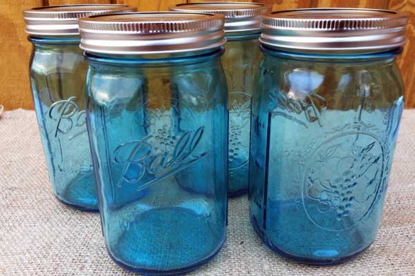Blue Quart Mason Jars