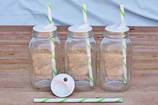 Mason Jar Lids with Straw