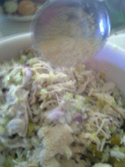 Mixing Chicken Salad